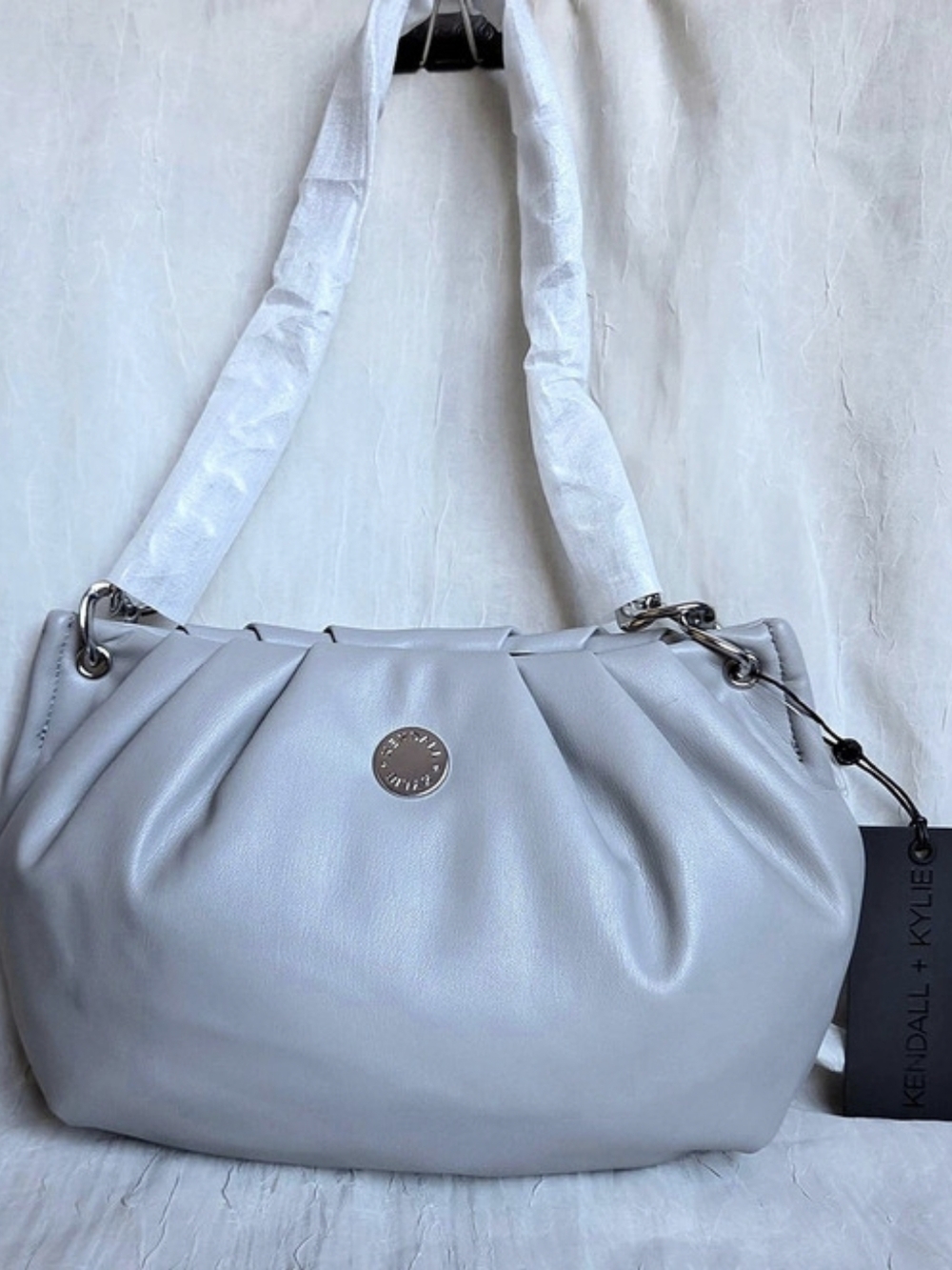 Kendall + Kylie Gray Pleated Chain Shoulder Bag